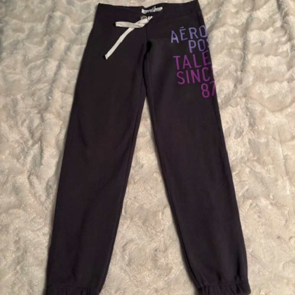 Aeropostale Grey Jogger Grey Sweatpants Elastic Cuff Ladies Junior Size XS